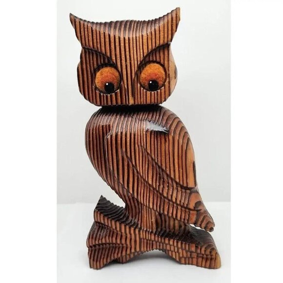 Vintage Green Mountain Wood Owl Wall Hanging, 1970s - Picture 1 of 10
